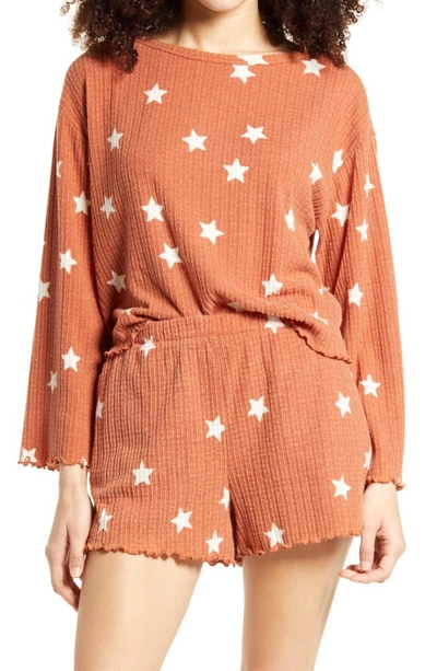 Shop All In Favor Lettuce Edge Top In Rust Stars