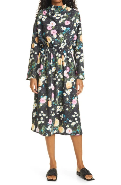Shop Stine Goya Jay Floral Long Sleeve Scuba Knit Dress In Poppy
