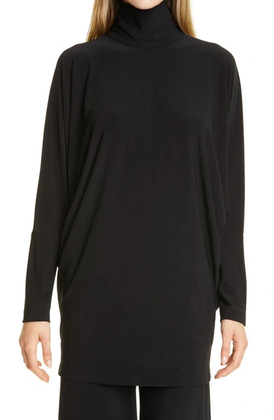 Shop Norma Kamali Turtleneck Dolman Sleeve Top In Black