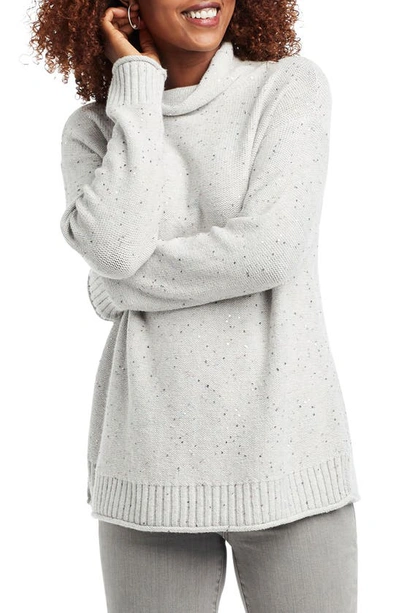 Shop Nic + Zoe Cozy Sparkle Cowl Neck Sweater In Grey Mix