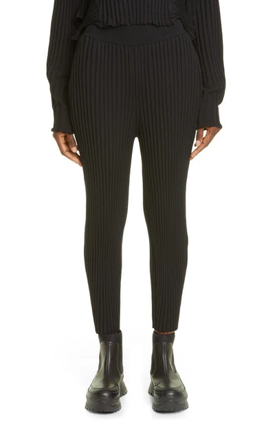 Shop Stella Mccartney Rib Wool Blend Sweater Pants In Black