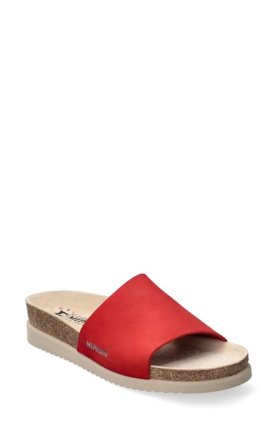 Shop Mephisto Hanik Slide Sandal In Red Sandalbuck Leather