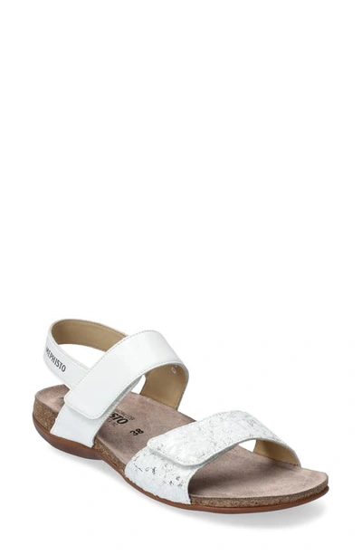 Mephisto 'agave' Sandal In White Silk/ Jaguar Leather