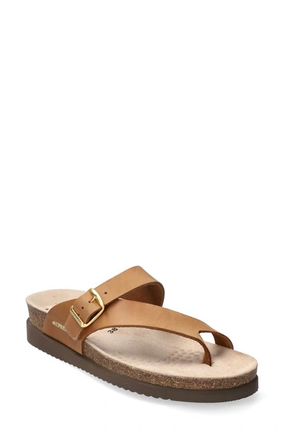Shop Mephisto Helen Toe Loop Sandal In Camel Scratch Leather