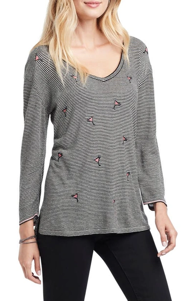 Shop Nic + Zoe Cosmo Embroidered Sweater In Black Multi