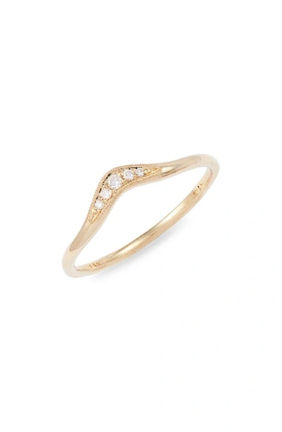Shop Jennie Kwon Designs Diamond Wave Band In Yellow Gold/ Diamond
