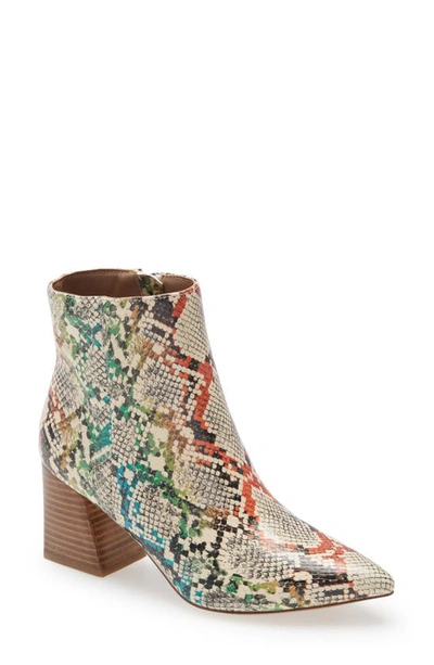 Steve Madden Nix Pointed Toe Bootie In Rainbow Snake Print
