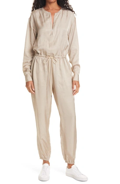 Shop Atm Anthony Thomas Melillo Long Sleeve Jogger Jumpsuit In Willow Bark