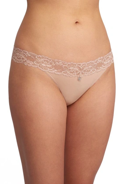 Shop Montelle Intimates Lace Thong In Beige