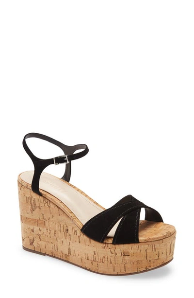 Shop Schutz Bellina Platform Wedge Sandal In Black Suede