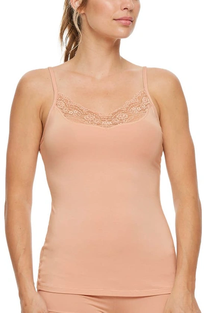 Shop Montelle Intimates Lace Trim Camisole In Seashell