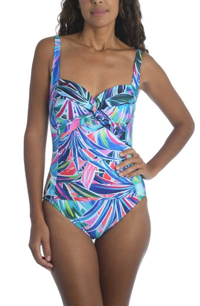 Shop La Blanca Palm Twist One-piece Swimsuit In Multi