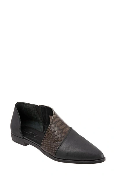 Shop Bueno Blake Half D'orsay Flat In Black/grey Snake Print Leather