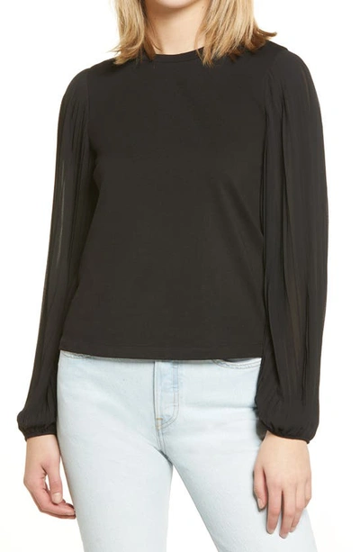 Shop English Factory Chiffon Blouse In Black