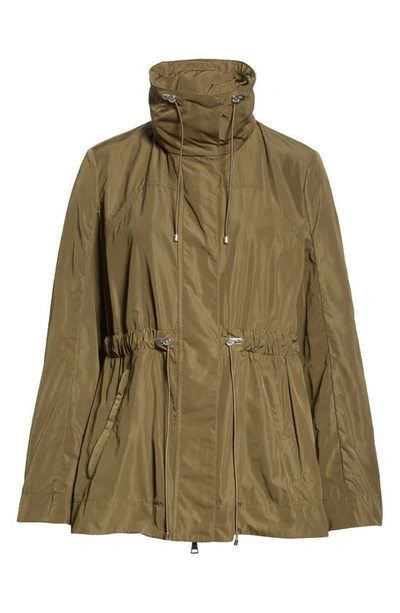 Shop Moncler Ocre Drawstring Waist Short Jacket In 818 Dark Green