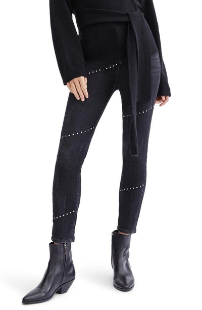 Shop Seven High Waist Ankle Skinny Jeans In Washed Blk