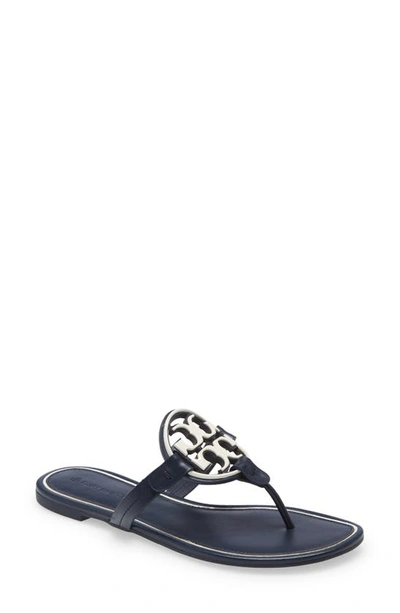 Shop Tory Burch Metal Miller Sandal In Perfect Navy/ivory/navy