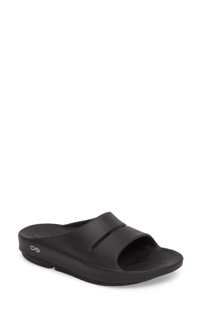 Shop Oofos Gender Inclusive Ooahh Slide Sandal In Black
