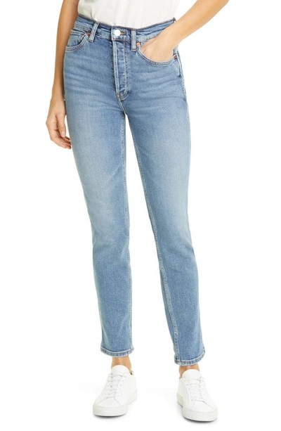 Shop Re/done '80s High Waist Slim Straight Leg Jeans In Medium