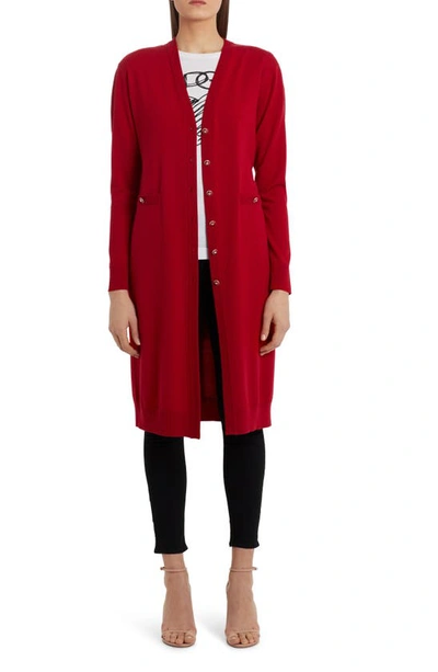 Shop Dolce & Gabbana Belted Wool Cardigan In Deep Red