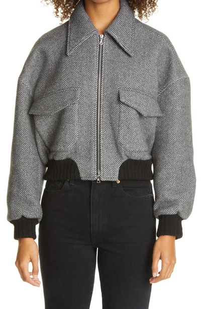 Shop Khaite Larissa Wool & Cashmere Bomber Jacket In Heather Grey