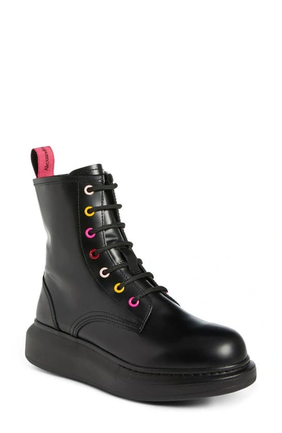 Shop Alexander Mcqueen Combat Boot In Black/ Rainbow