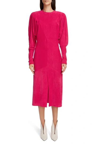 Shop Isabel Marant Venia Long Sleeve Velvet Dress In Fuchsia