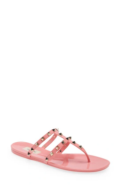 Shop Valentino Rockstud Jelly Sandal In Sweet Pink