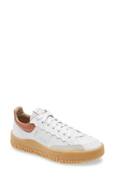 Shop Chloé Franckie Low Top Sneaker In White/ Beige