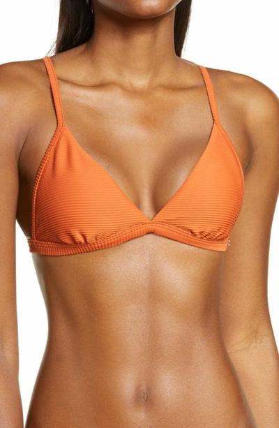 Shop Seafolly Essentials Fixed Triangle Bikini Top In Pumpkin