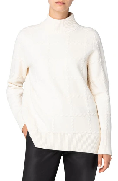 Shop Akris Punto Check Wool Blend Sweater In Cream