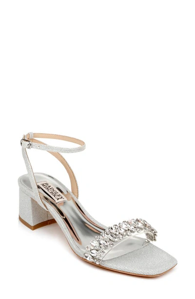 Shop Badgley Mischka Harlow Sandal In Silver Metallic Textile