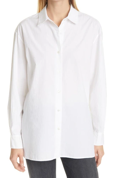 Shop Nili Lotan Yorke High/low Poplin Shirt In White