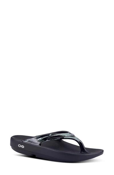 Shop Oofos Oolala Limited Sandal In Black/ Green Camo