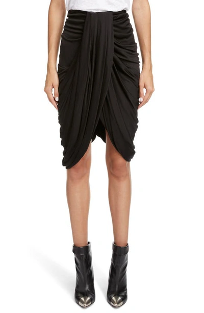 Shop Isabel Marant Dotina Drape Jersey Skirt In Black
