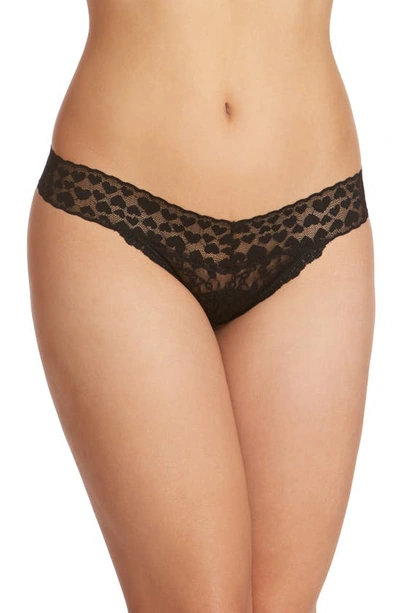 Shop Hanky Panky Eros Low Rise Lace Thong In Black