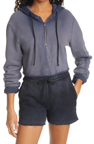 Shop Cotton Citizen Brooklyn Half Zip Crop Hoodie In Midnight Mix