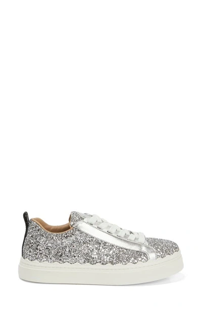 Shop Chloé Lauren Glitter Platform Sneaker In Sliver Grey