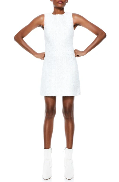 Shop Alice And Olivia Coley Sleeveless Tweed A-line Dress In White