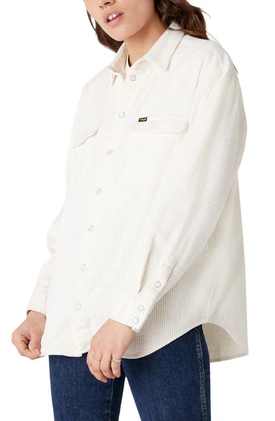 Shop Wrangler Corduroy Snap Shirt In Whisper White