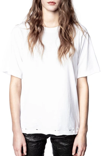 Shop Zadig & Voltaire Bowi Monogram Distressed T-shirt In Blanc