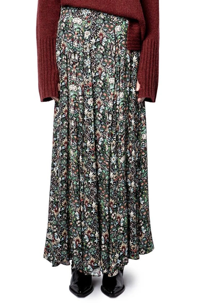 Shop Zadig & Voltaire Joyo Kaleido Floral Maxi Skirt In Noir