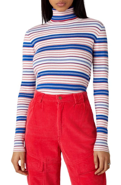 Shop Wrangler Stripe Rib Turtleneck Top In Bit Of Blue