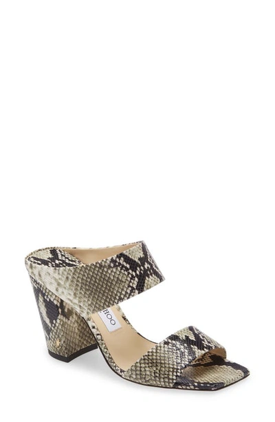 Shop Jimmy Choo Matty Snake Embossed Double Band Sandal In Roccia