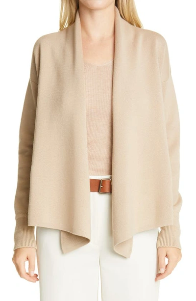 Shop Akris Shawl Collar Wool & Silk Cardigan In Cardboard