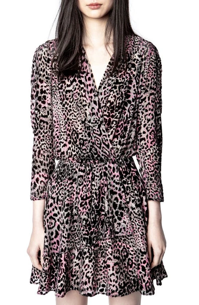 Shop Zadig & Voltaire Rogers Velours Leopard & Paisley Print Long Sleeve Dress In Noir