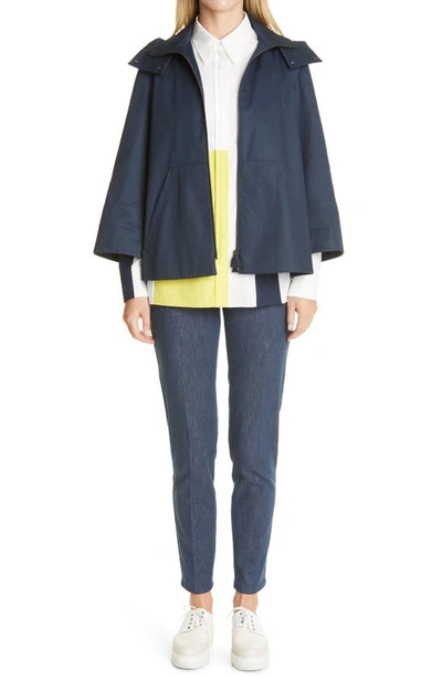 Shop Akris Geo Colorblock Poplin Shirt In Ecru-yellow-blue