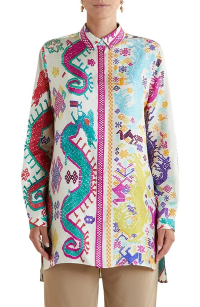 Shop Etro Giannutri Print Silk Blouse In Multi