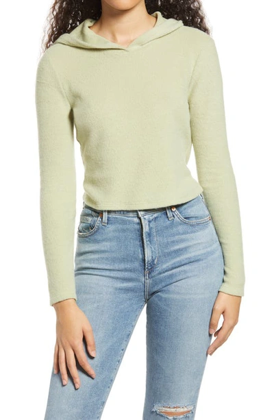 Shop All In Favor Crop Hoodie In Soft Sage