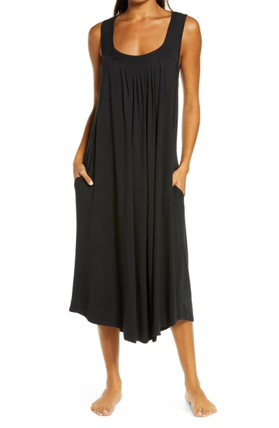 Shop Papinelle Pleated Nightgown In Black